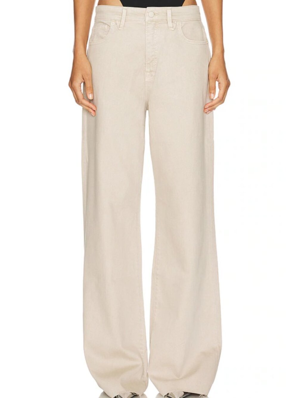 🌟 GOOD AMERICAN 🌟 GOOD EASE RELAXED WIDE LEG STRETCH JEANS SAND SZ 26